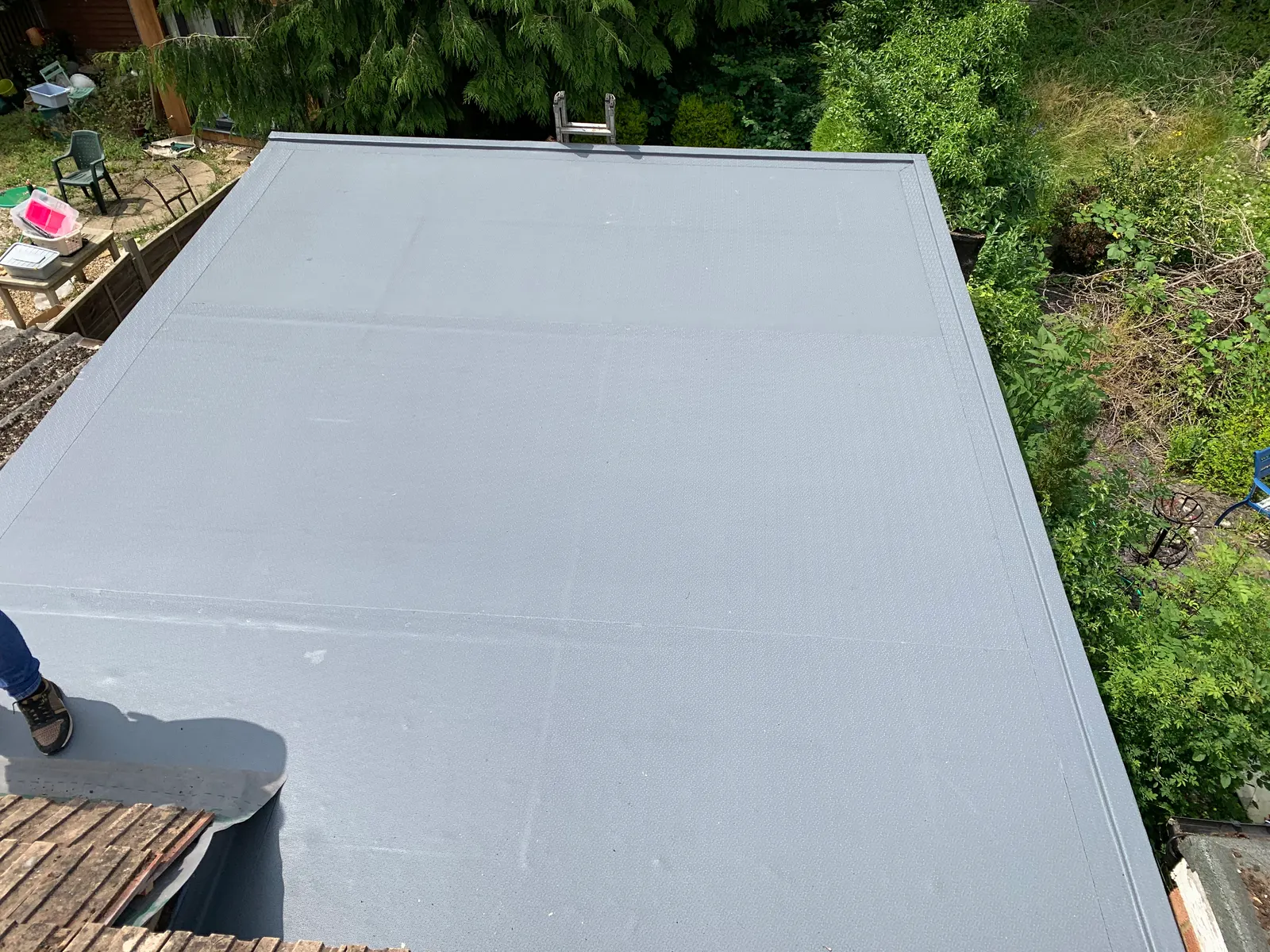 Finished flat roof on an extension
