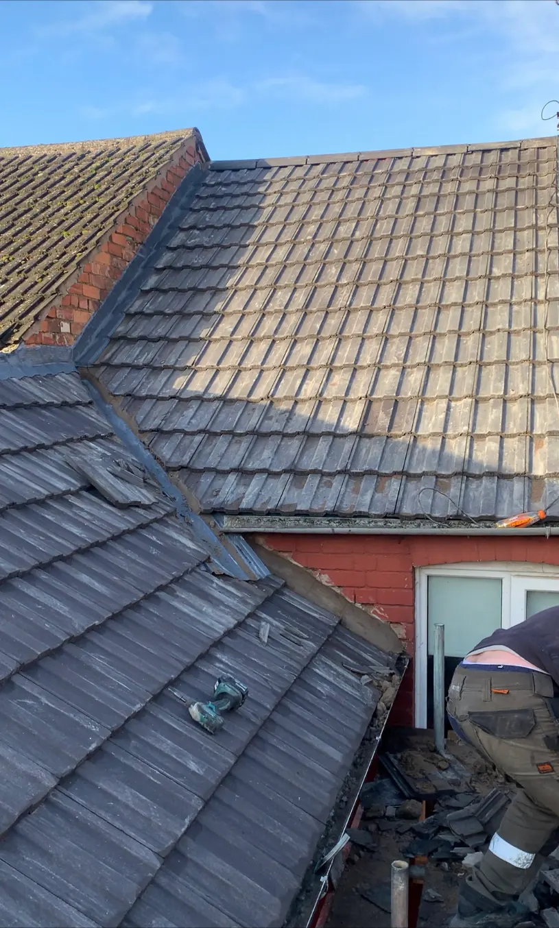 New grey concrete tiled roof