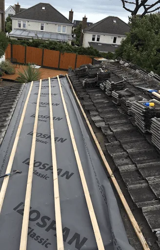 Membrane and battens ready for new tiles
