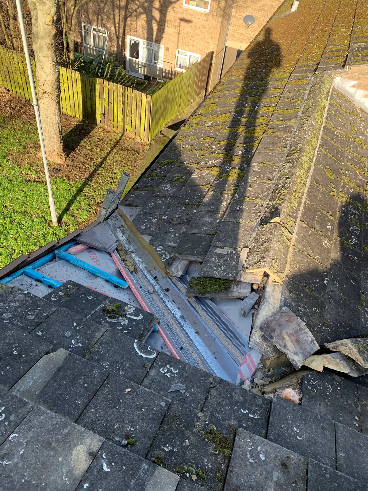 Valley lining being replaced on a roof